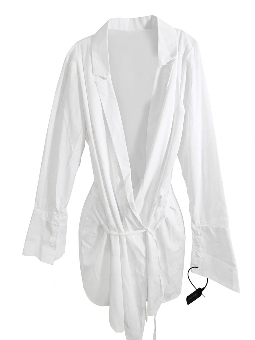 Women's White Wrap Mini Dress with Tie Waist